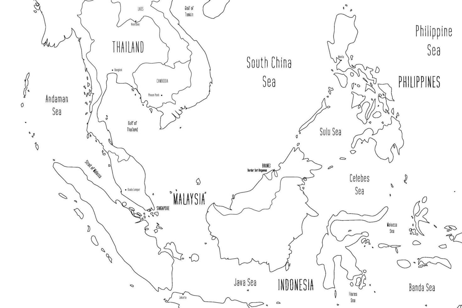 Map of Greater Sunda Islands. Handdrawn doodle style. illustration. vector