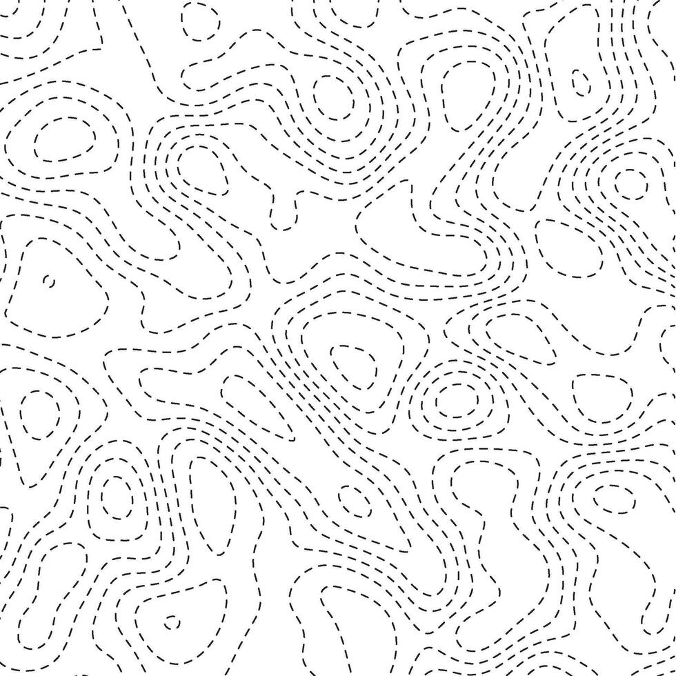 Abstract topoghrapic map. Thin black dashed contour lines on white background. illustration. vector