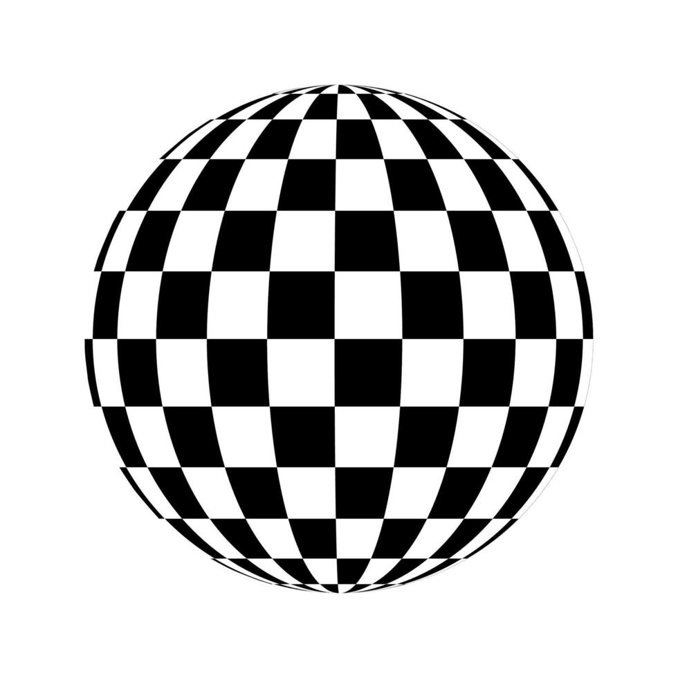 Checkered globe in black and white. 3D chesss phere. illustration vector