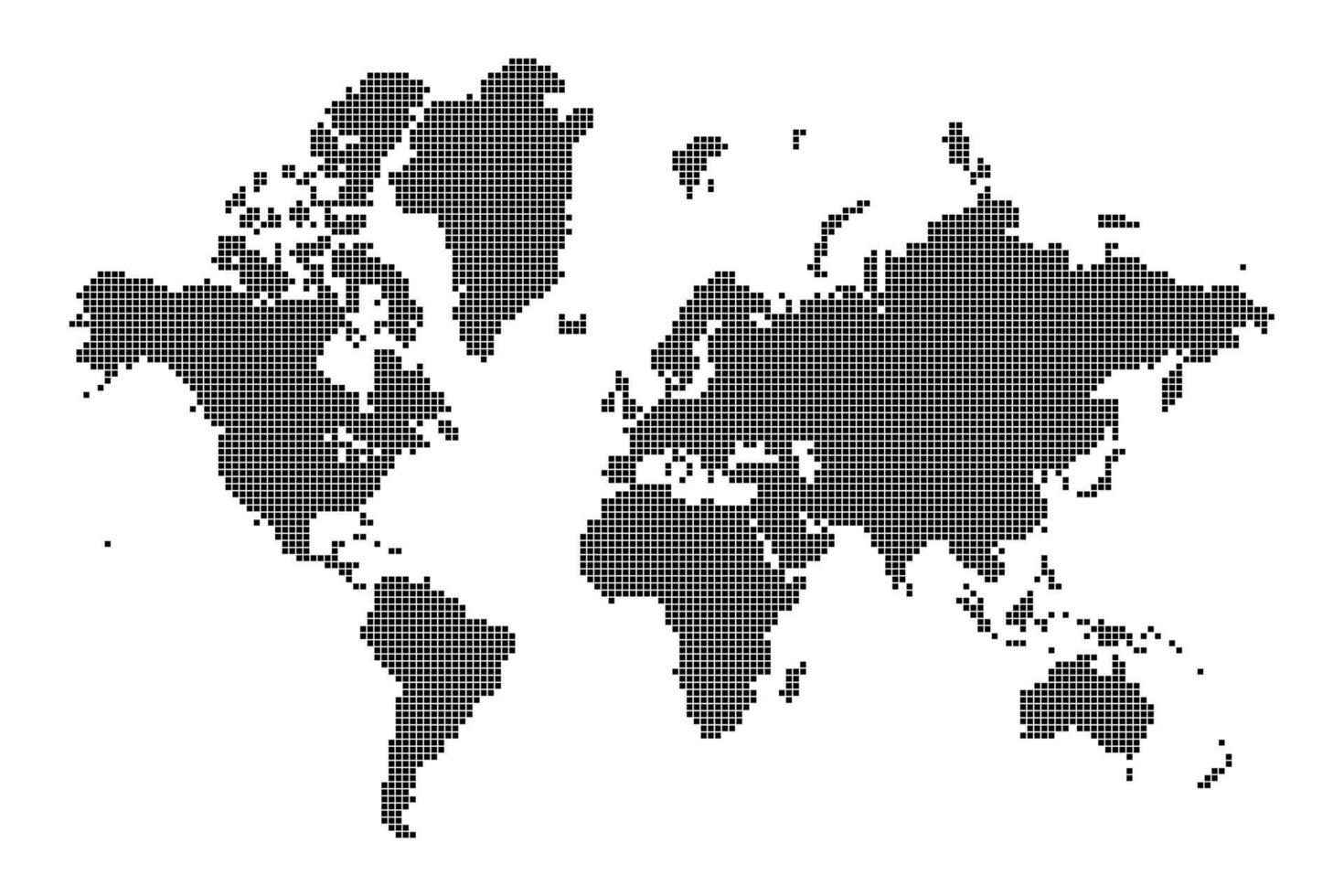 World map mosaic of squares. Black illustration vector