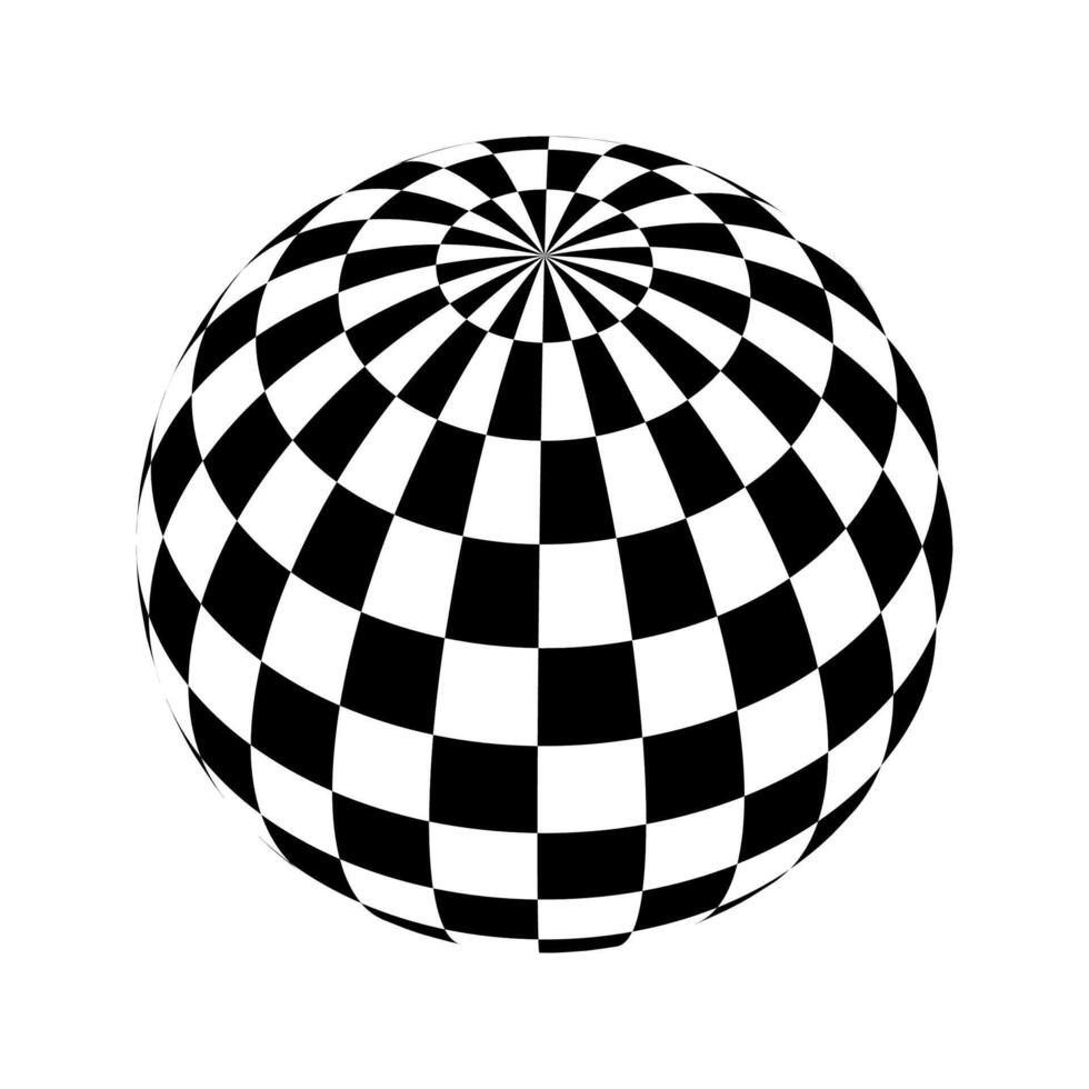 Checkered globe in black and white. 3D chesss phere. vector