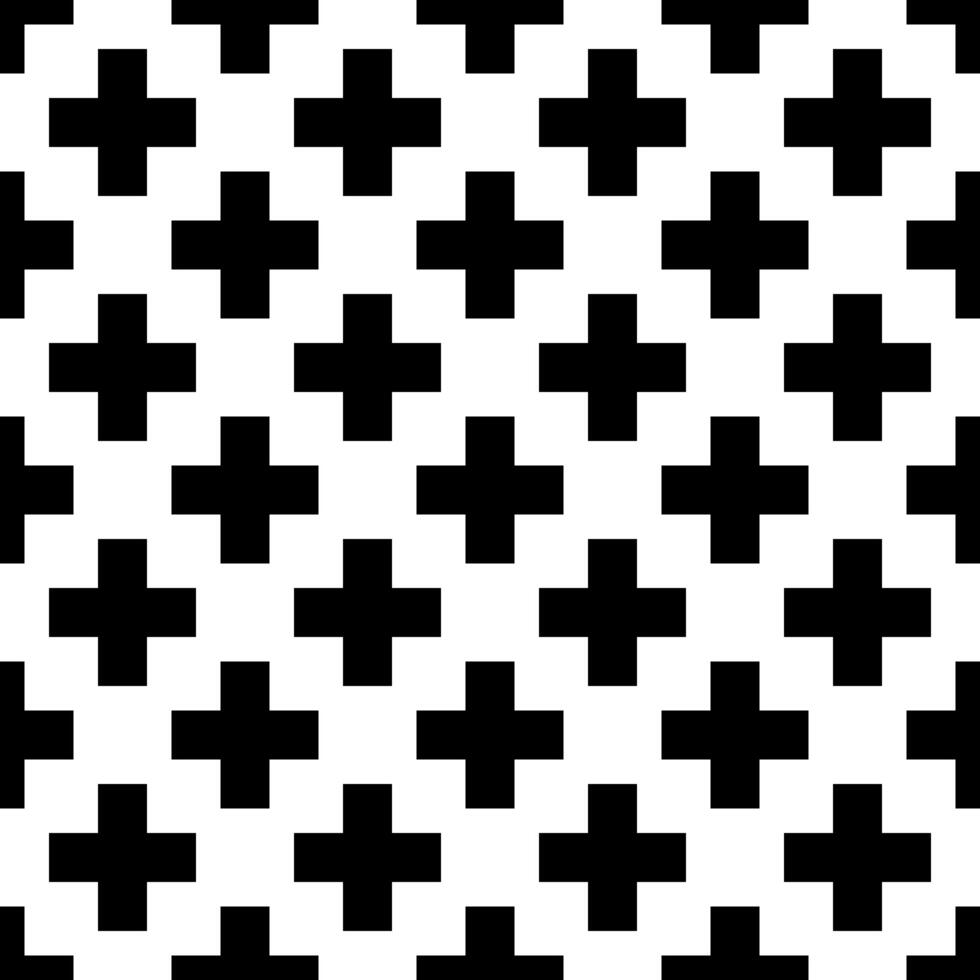 Abstract seamless pattern background. Mosaic of black geometric crosses with white outline. illustration. vector