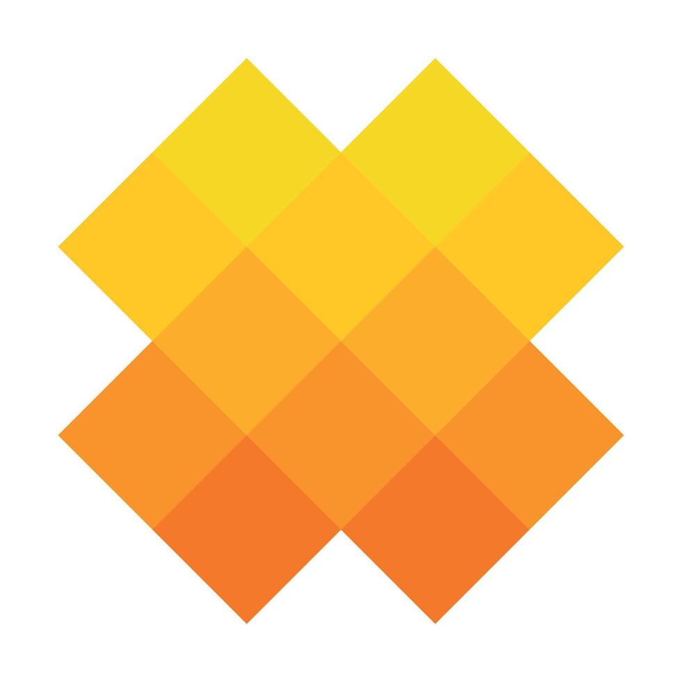 Hot pixelized mosaic logo design element. Abstract shape of multiple squares. Simple flat graphic symbol vector