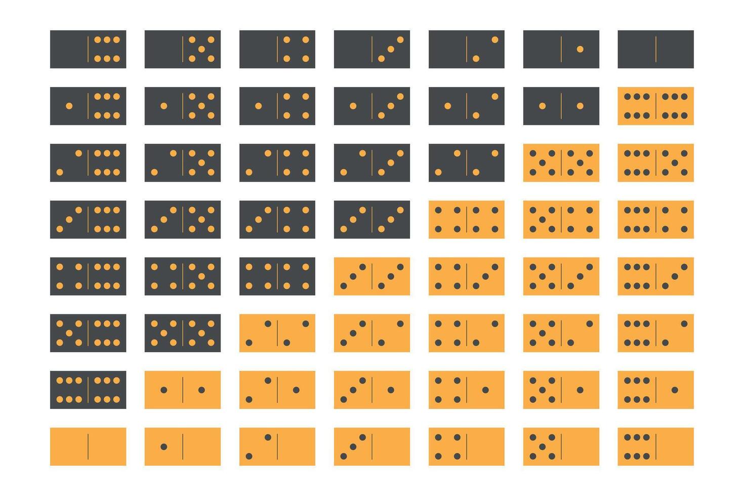 Domino sets of 28 tiles. Two packages in grey and yellow. Simple flat illustration. vector
