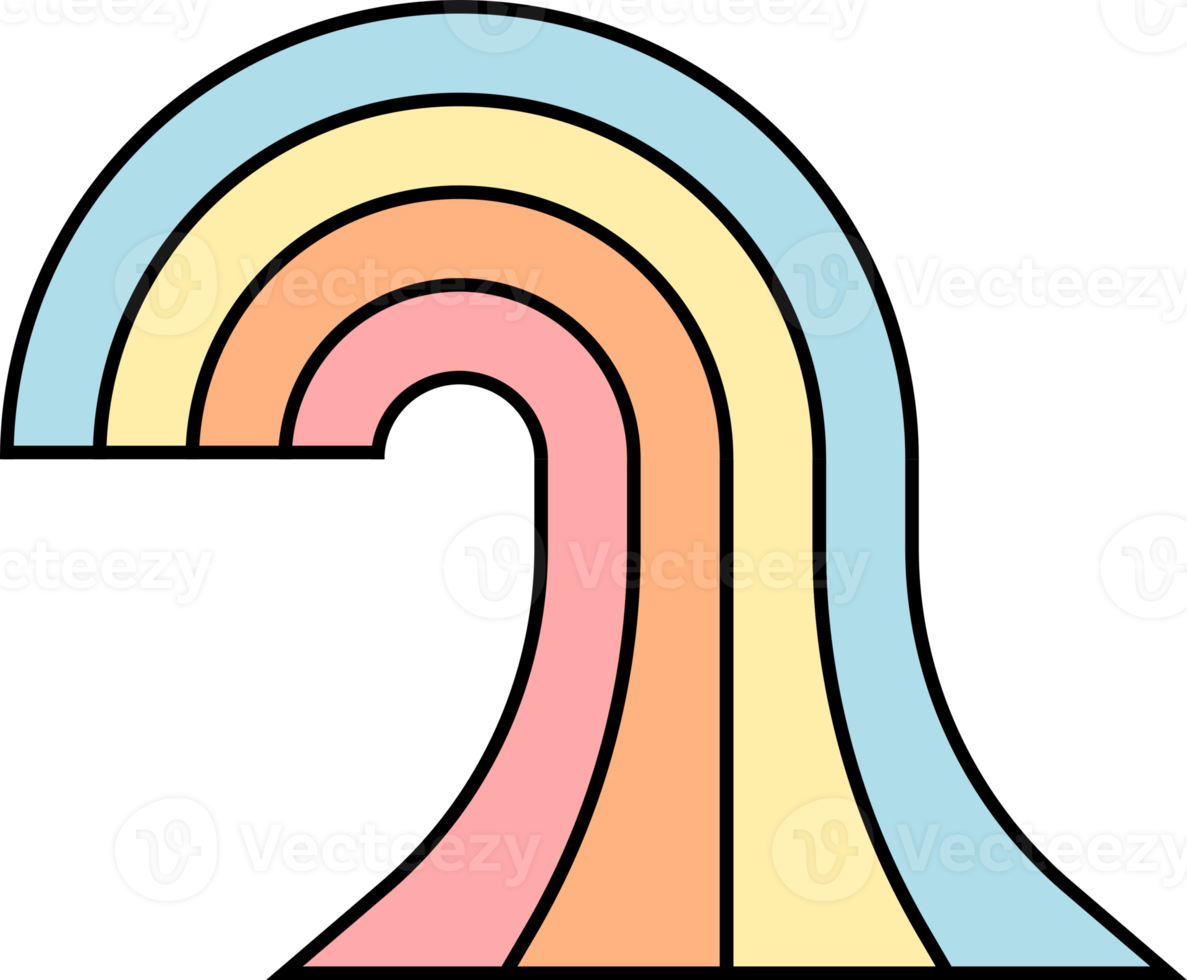 Doodle curve line seven colors rainbow png