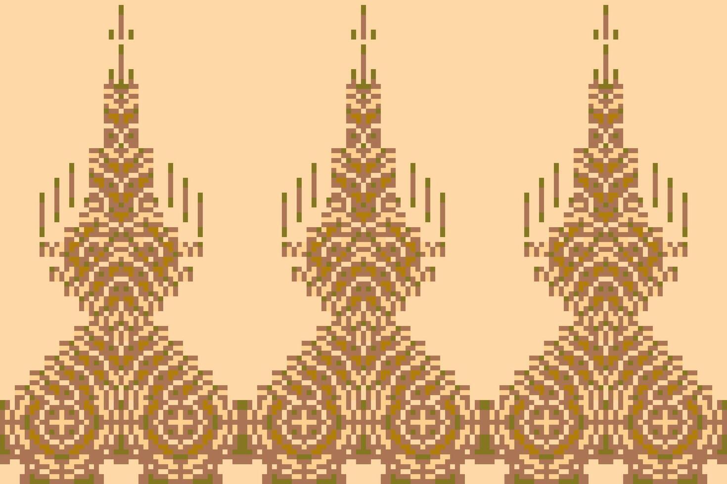 Pixel Art Traditional Japanese Patternfolk Embroidery, Aztec Geometric Ornament Print. Design for Carpet, Wallpaper, Clothing, Wrapping, Fabric vector