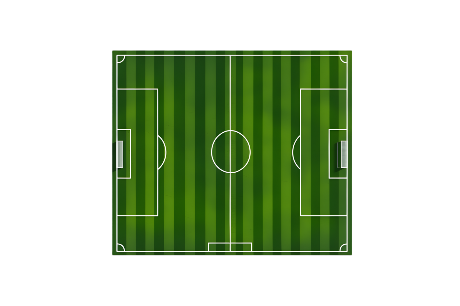 Aerial View of Soccer Field Green Grass White Lines, png