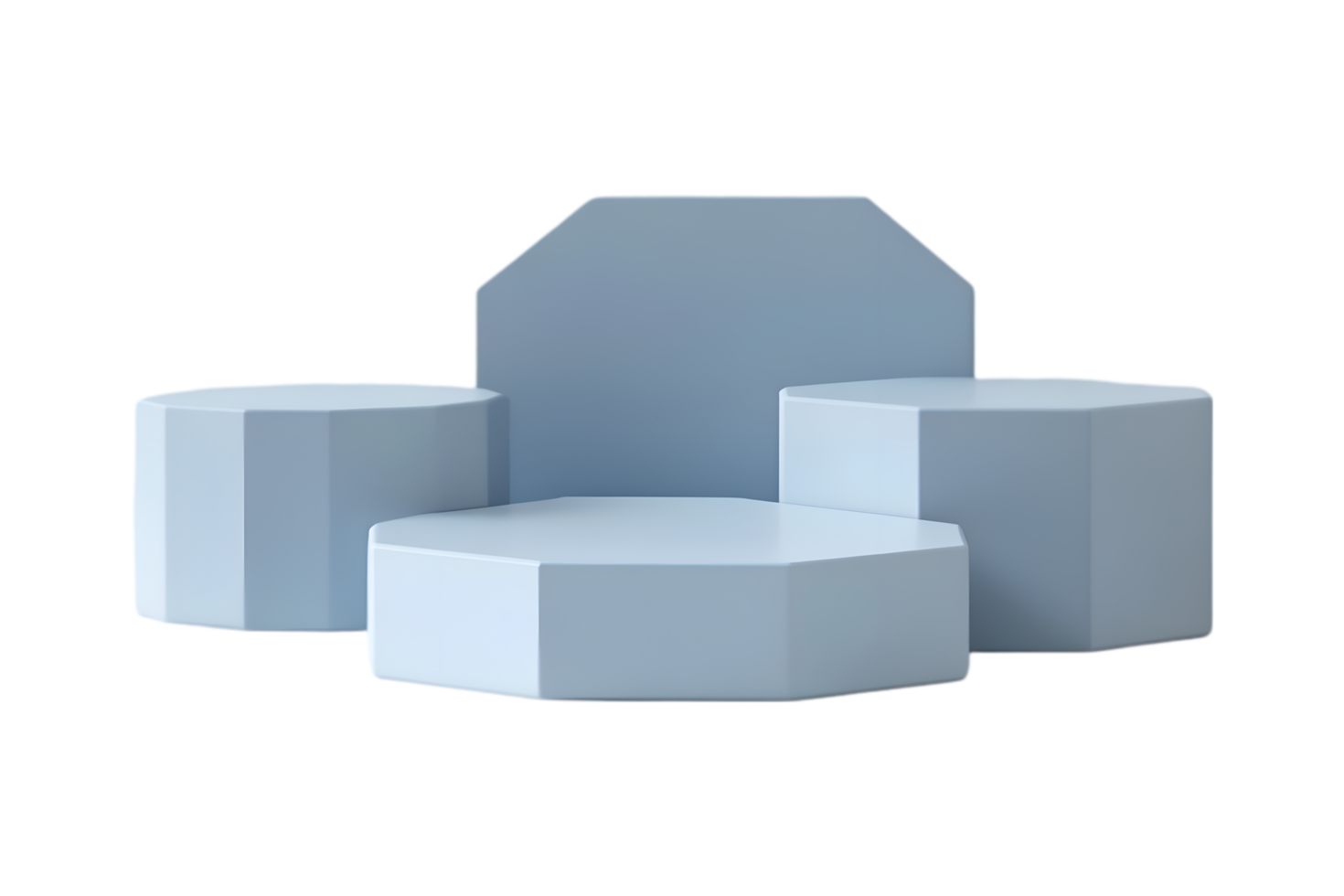 Octagonal display stands product presentation minimalist design blue theme png