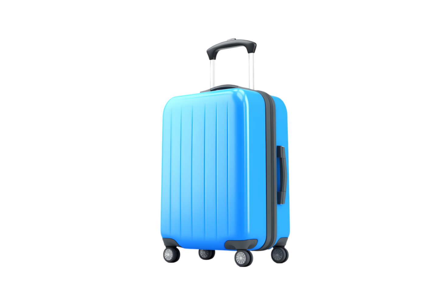 Bright Blue Suitcase Ready for Travel Vacation Trip, png
