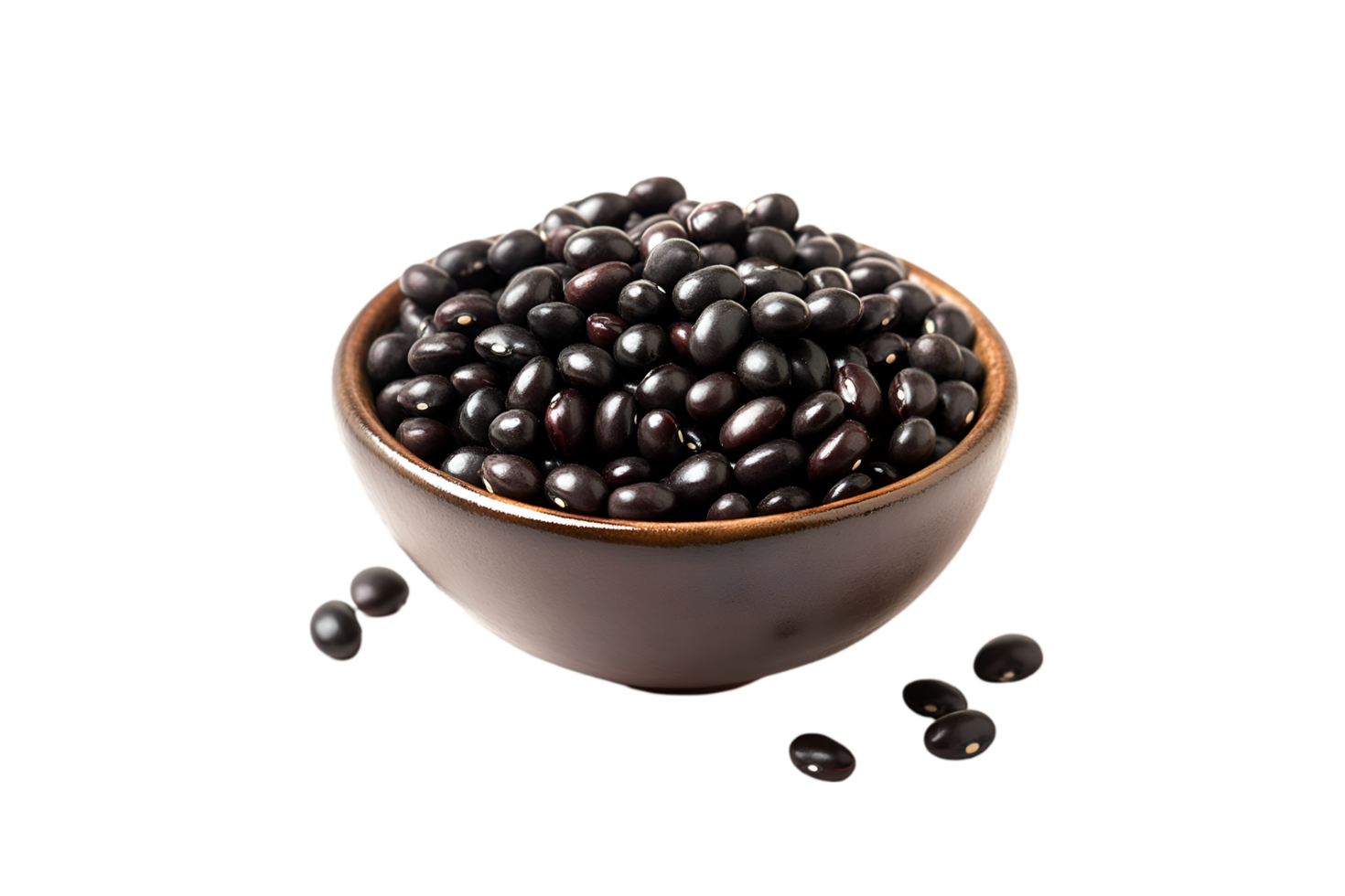 Black beans in a brown bowl healthy food legumes png
