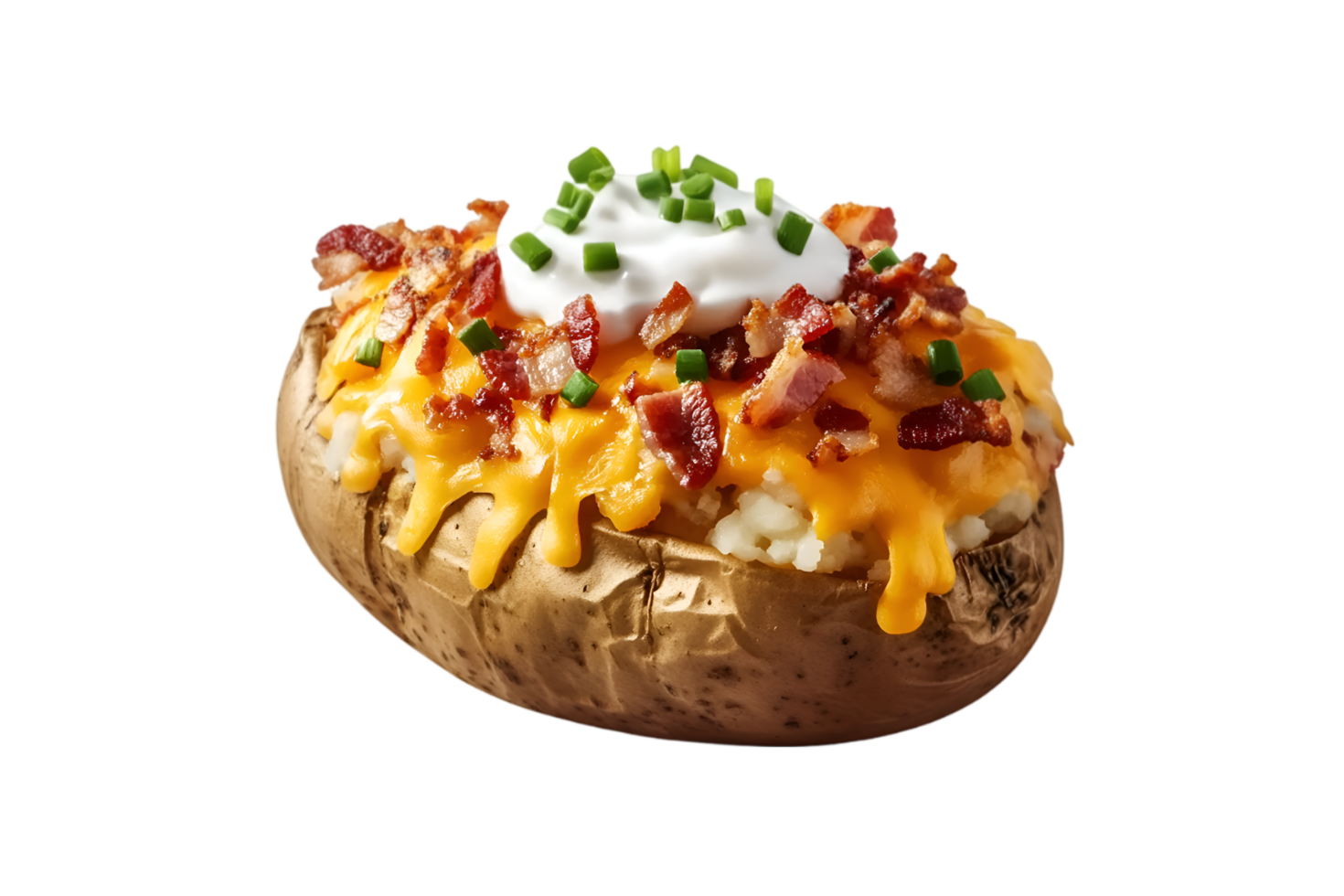 Loaded Baked Potato Bacon Cheese Sour Cream Yummy Food png