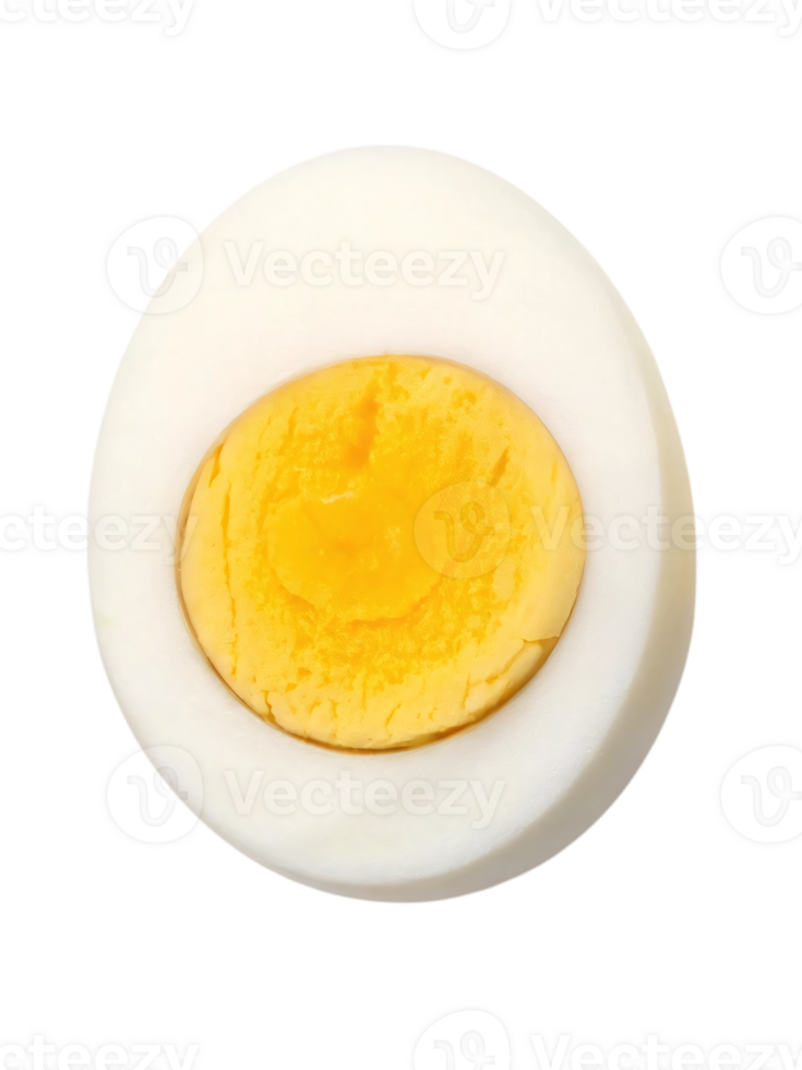 A delicious boiled egg with a bright yellow yolk healthy breakfast. png