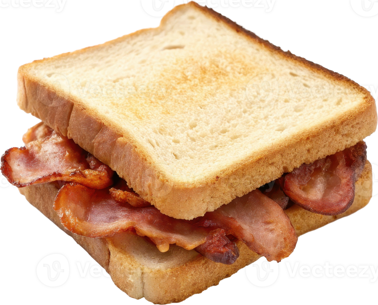 A simple yet satisfying crispy bacon sandwich featuring golden toasted bread and savory flavorful bacon png