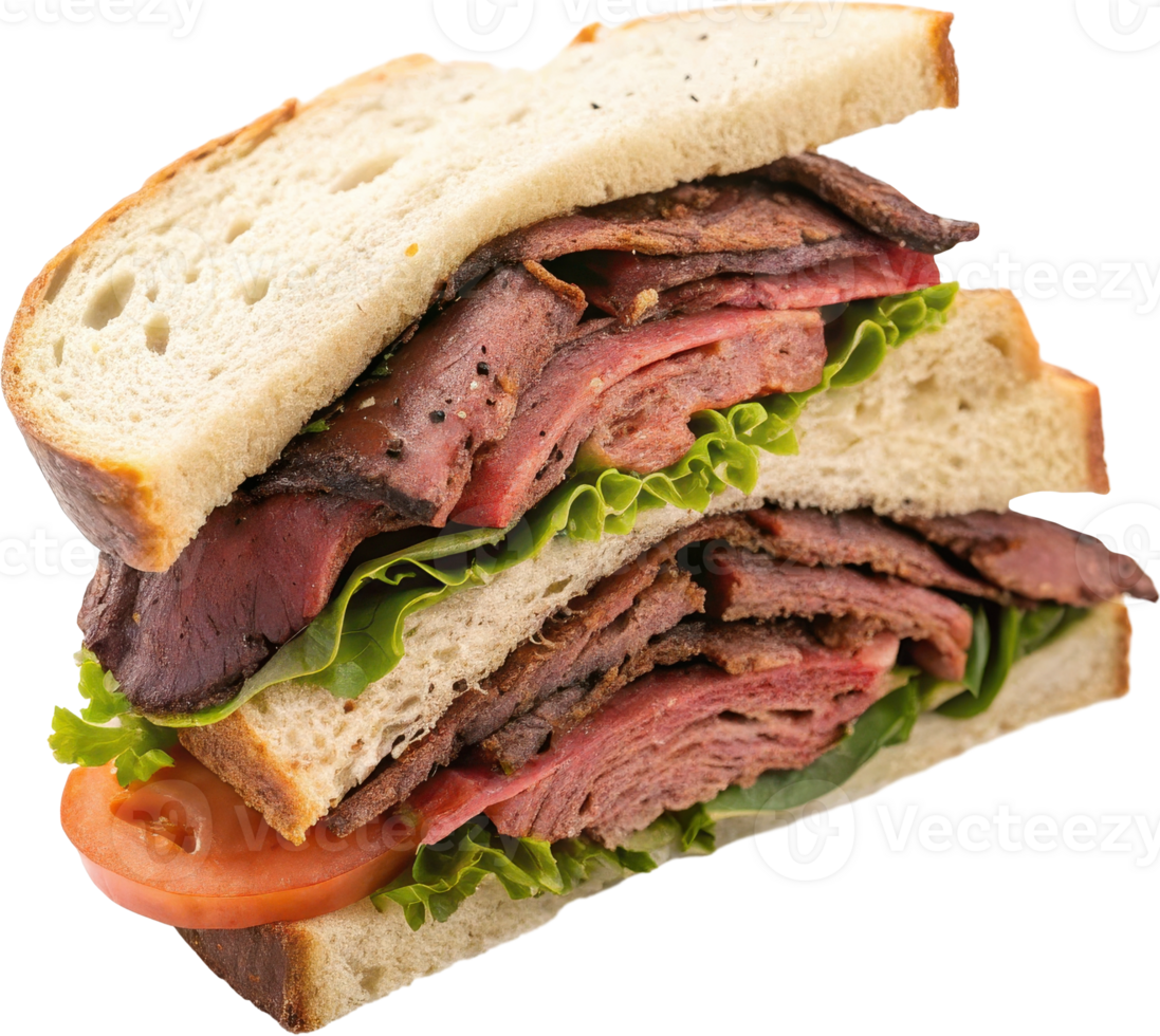 Roast Beef Sandwich with Layered Meat png