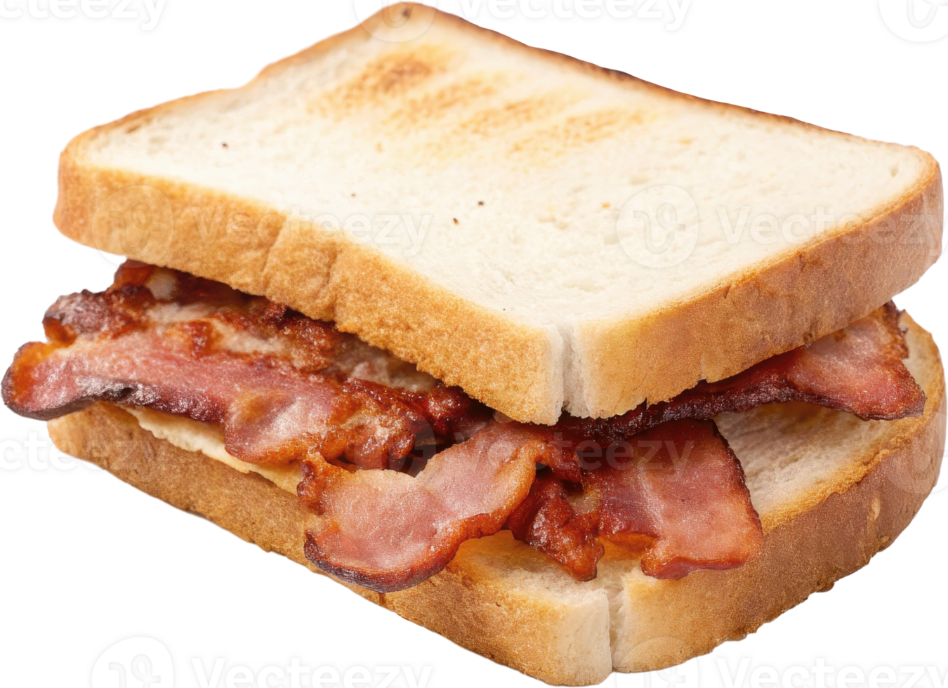 Tasty bacon sandwich with golden toast png
