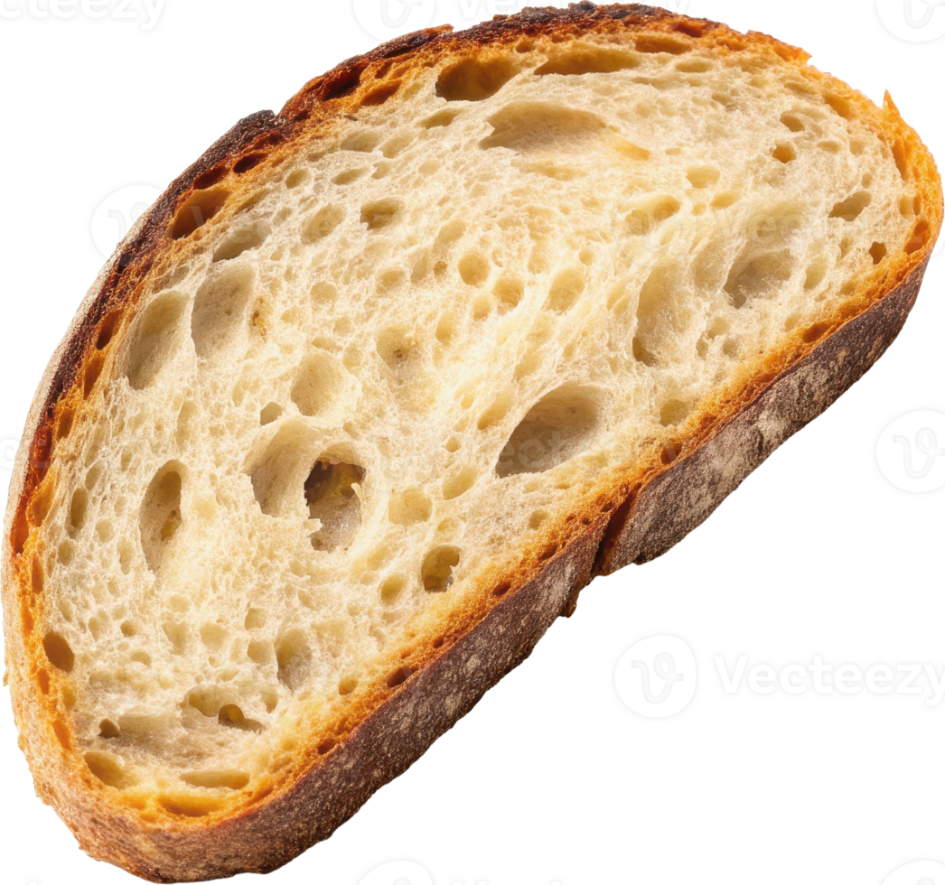 Artisanal sourdough bread slice with an uneven crisp edge png