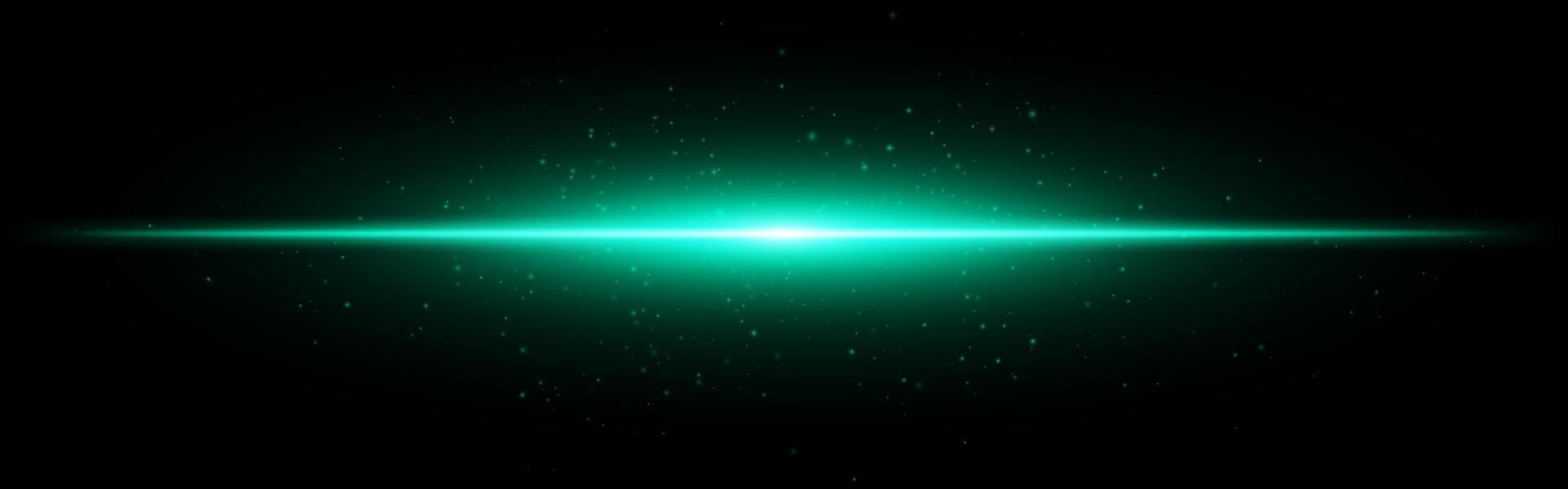 Green glowing light on black background vector