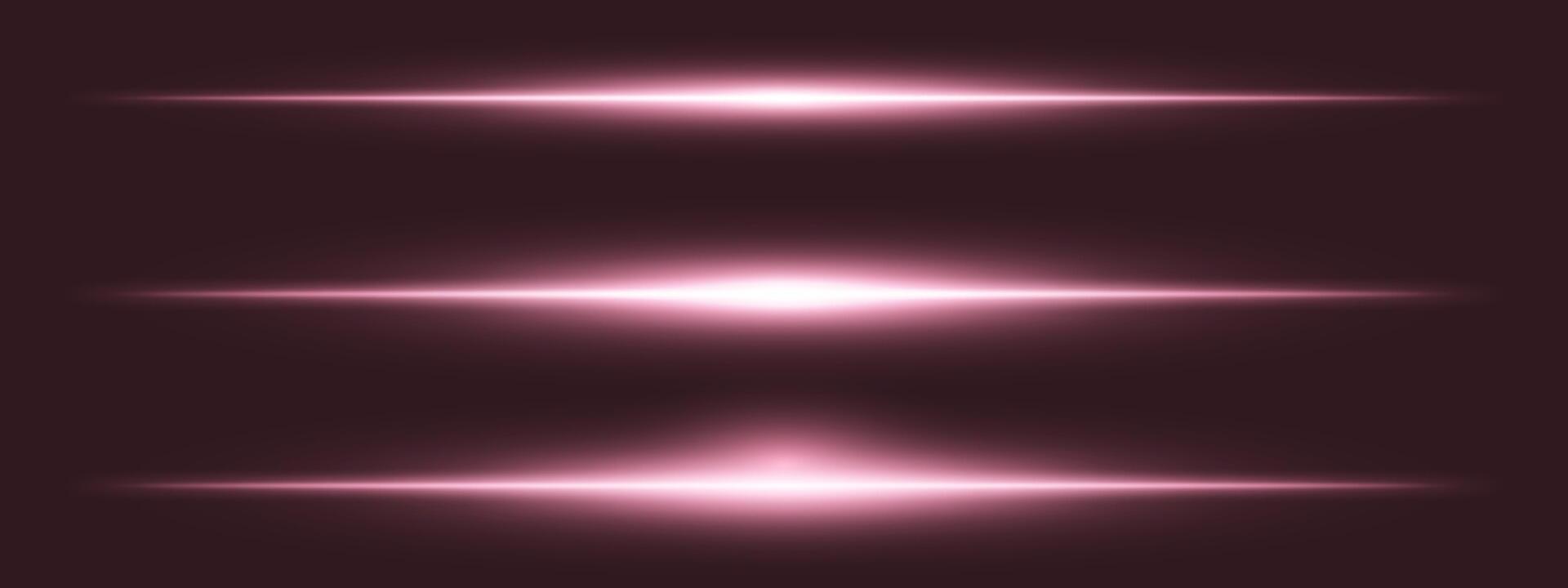 A set of four pink light beams on a dark background vector