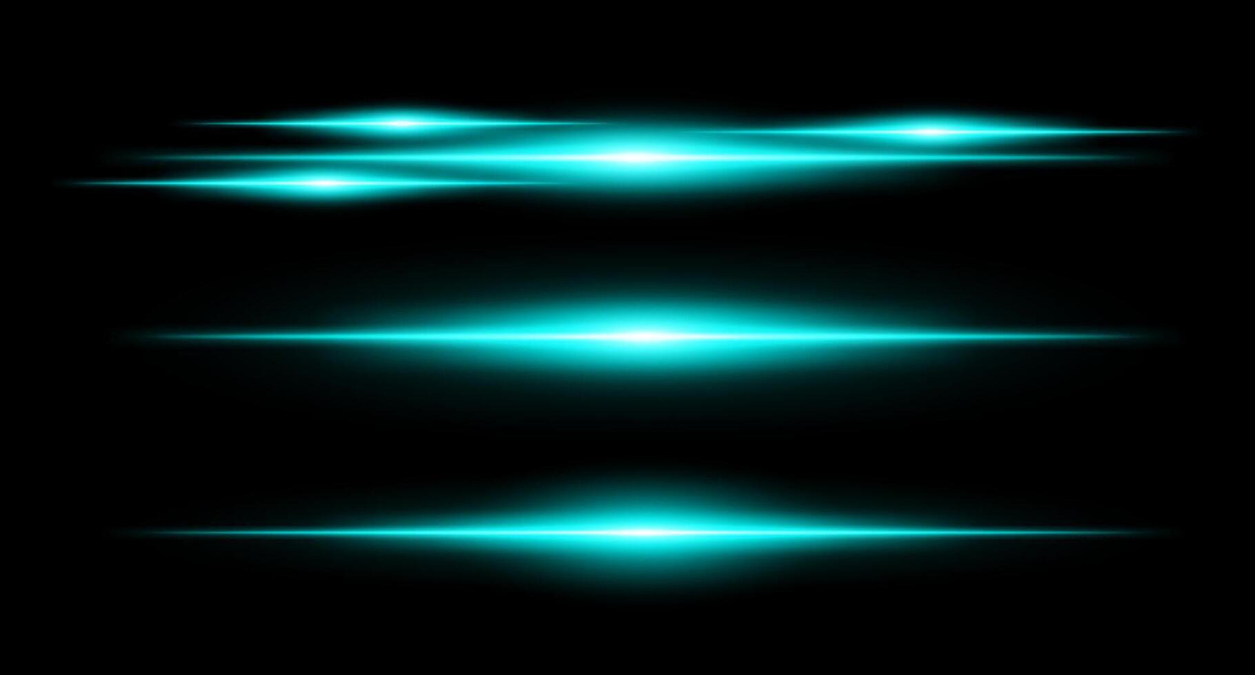 A set of glowing light rays on a black background vector