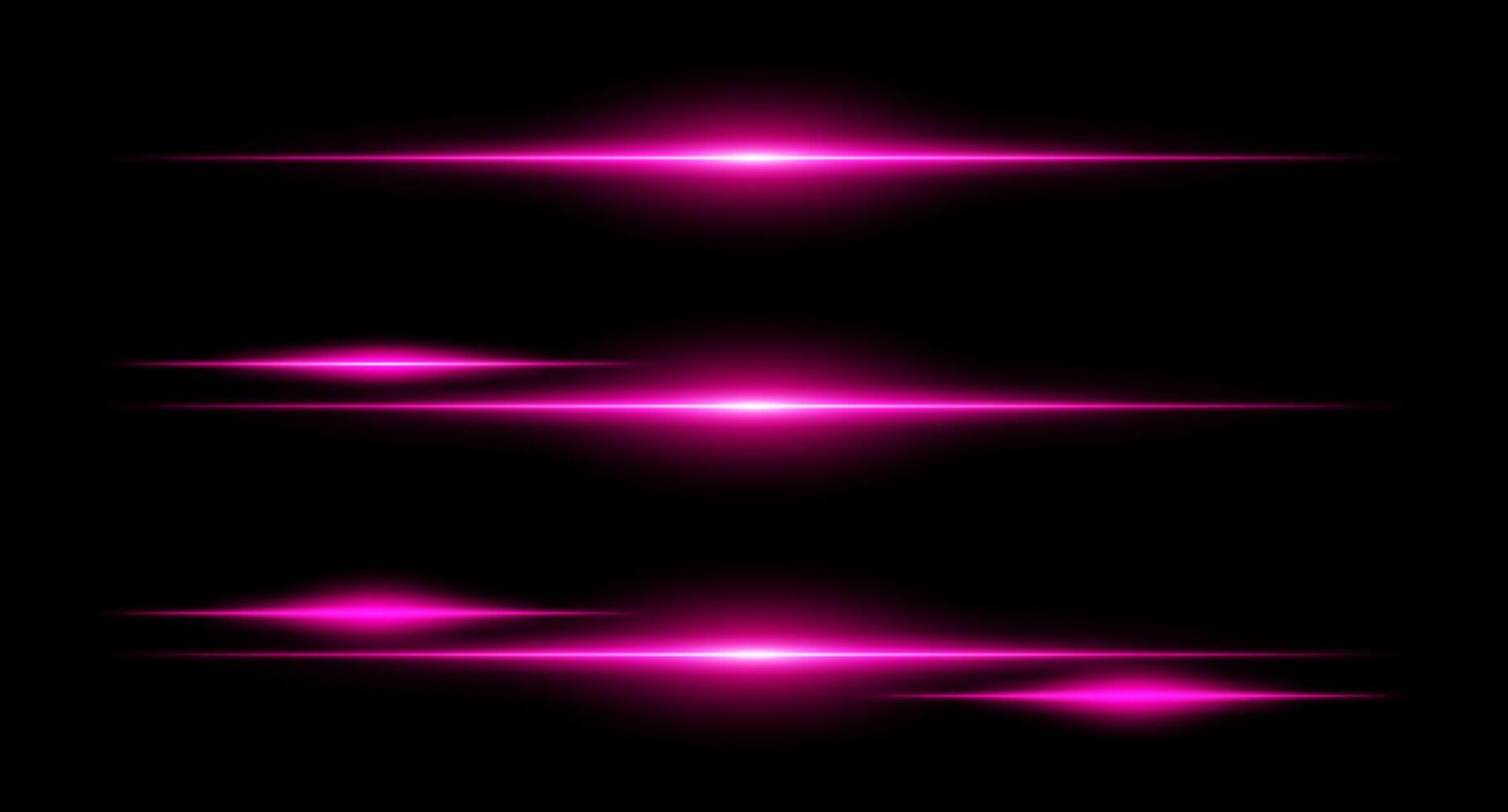 A set of pink light beams on a black background vector