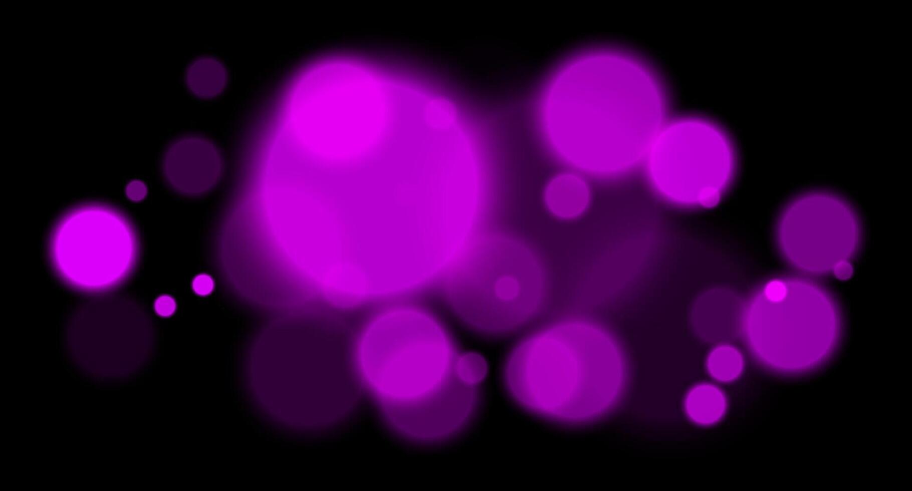 Purple glowing bokeh with layered circle particles and blur effect on black backdrop. Creates a dramatic, energetic visual for digital compositions. vector