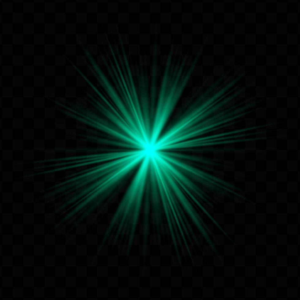 A green light starburst on a black background vector