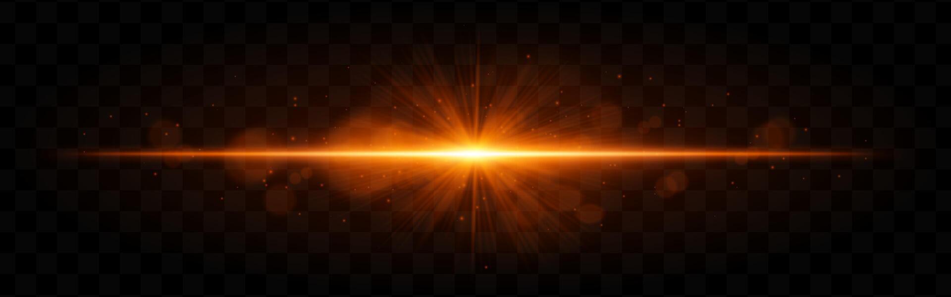 A bright light with a starburst effect on a black background vector