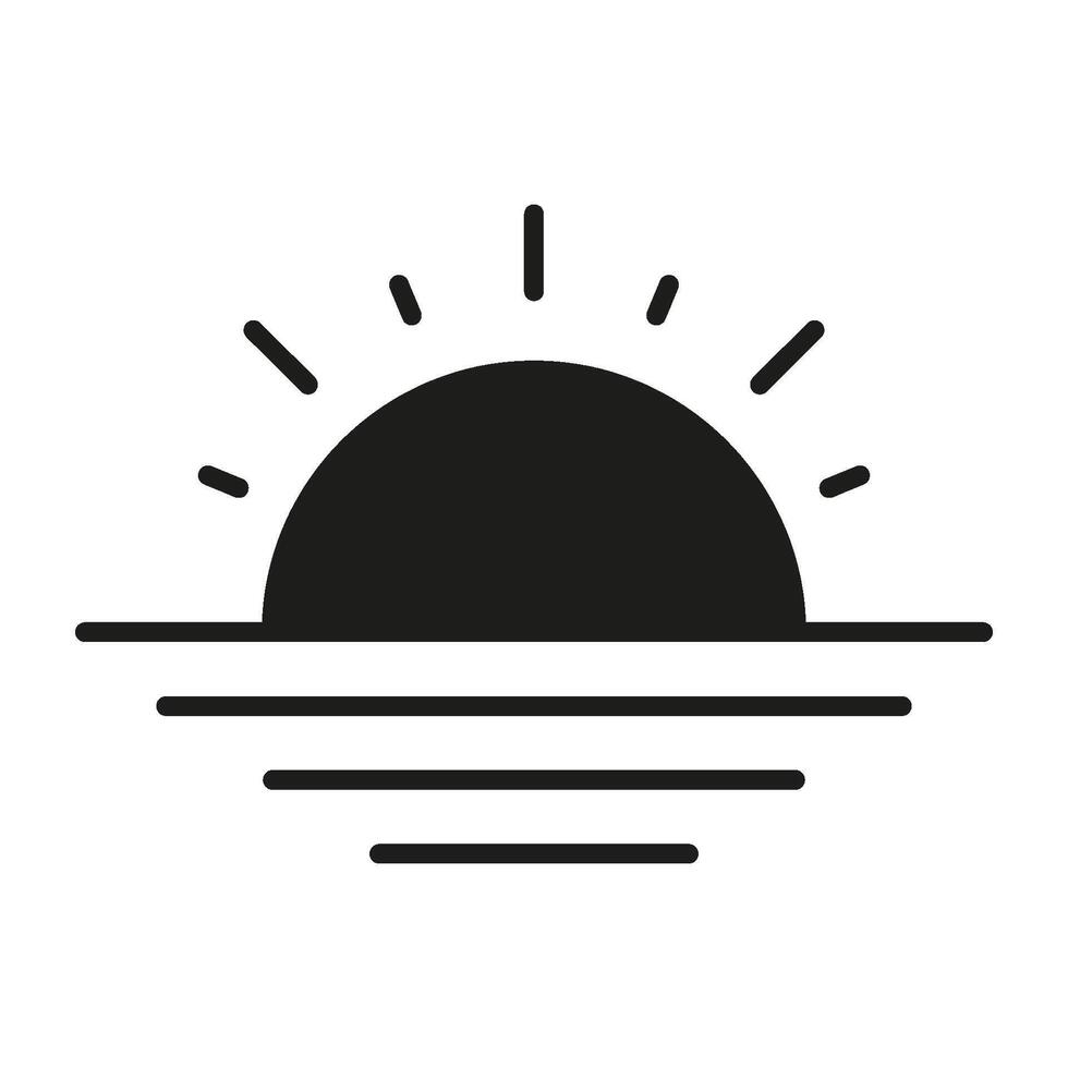 Sunrise Over Horizon Solid Icon. New Beginnings, Hope, And Renewal Silhouette Symbol. Morning Light And Fresh Start Representation. Isolated Illustration vector