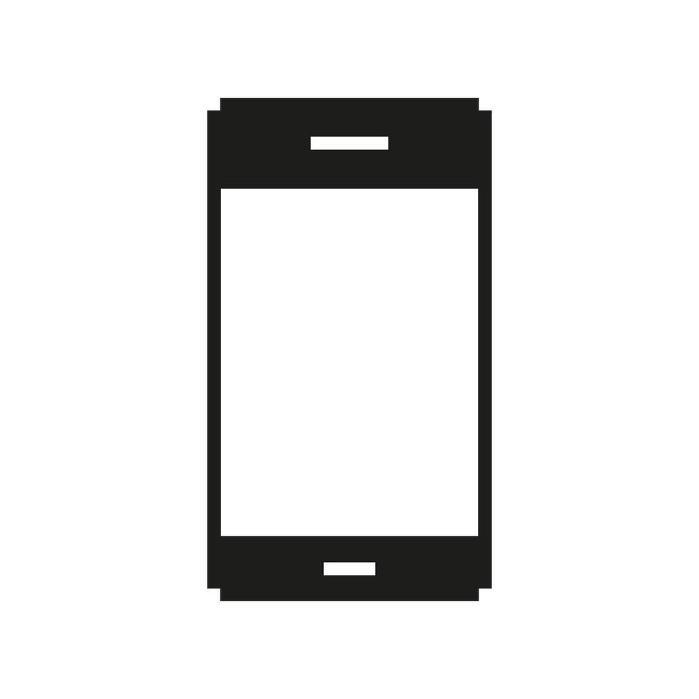 Smartphone Pixel Art Icon. Mobile Device, Communication, And Technology Symbol. Minimalist Design For Digital Connectivity And Modern Lifestyle. Isolated Illustration vector