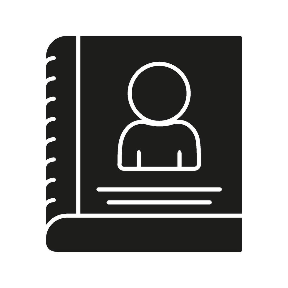 Contact Book Solid Icon. Personal Information, Address Book, And Contact Management Silhouette Symbol. Networking And Communication Tool. Isolated Illustration vector