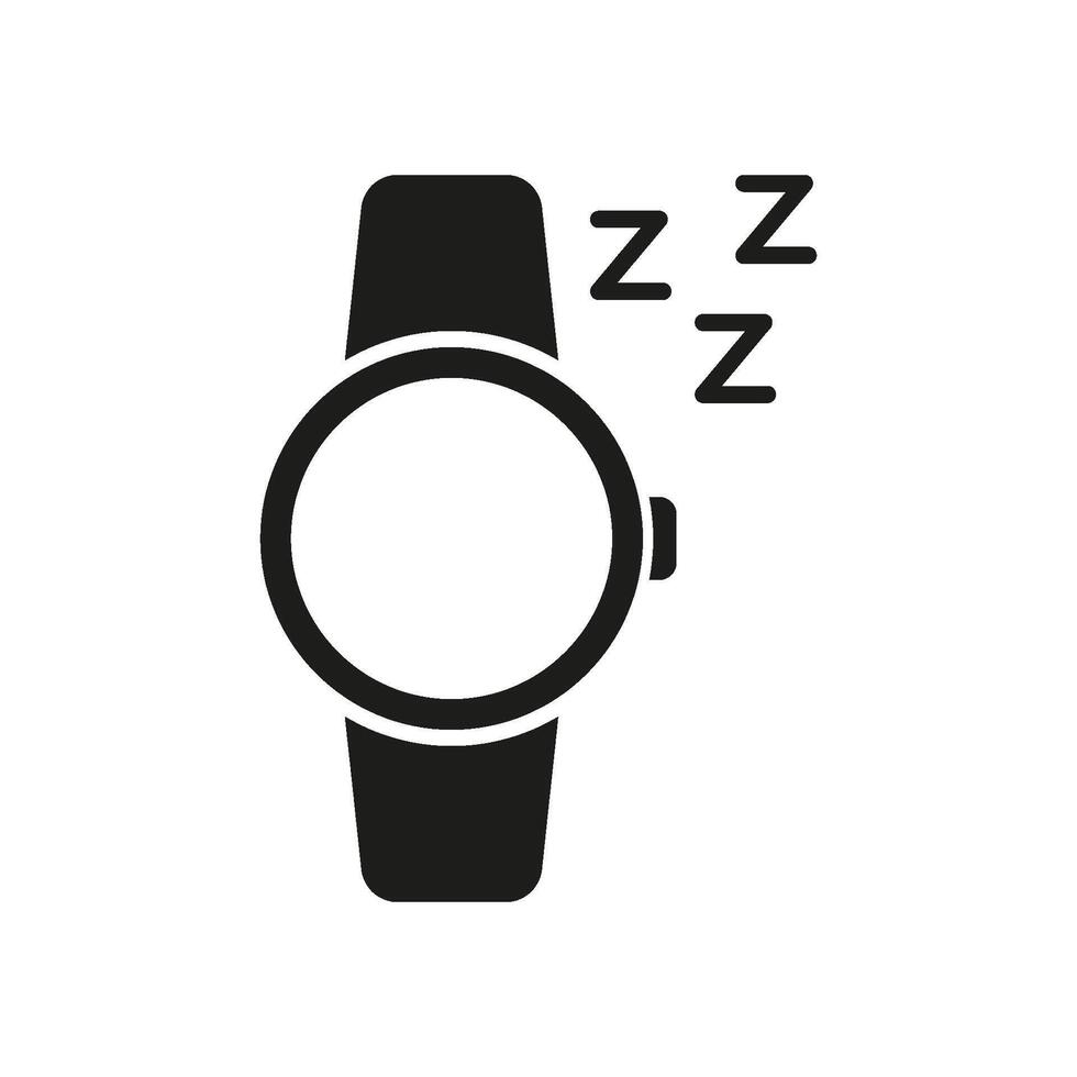 Smartwatch With Sleep Tracking Solid Icon. Sleep Monitoring, Rest Analysis, And Health Tracking Silhouette Symbol. Wearable Technology For Better Sleep. Isolated Illustration vector