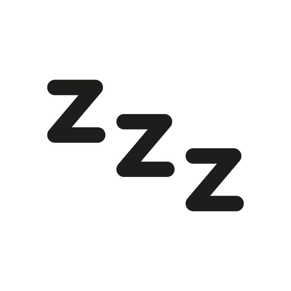 Zzz Sleep Symbol Solid Icon. Rest, Relaxation, And Sleep Indication Silhouette Symbol. Sleepy, Nap, And Snooze Representation. Isolated Illustration vector