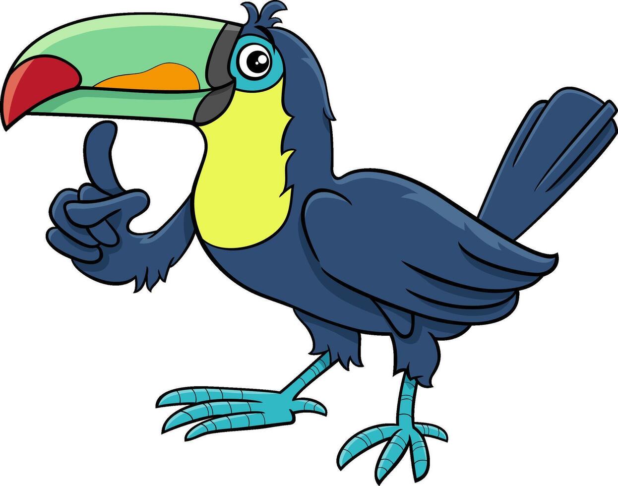 funny thinking cartoon toucan bird wild animal character vector