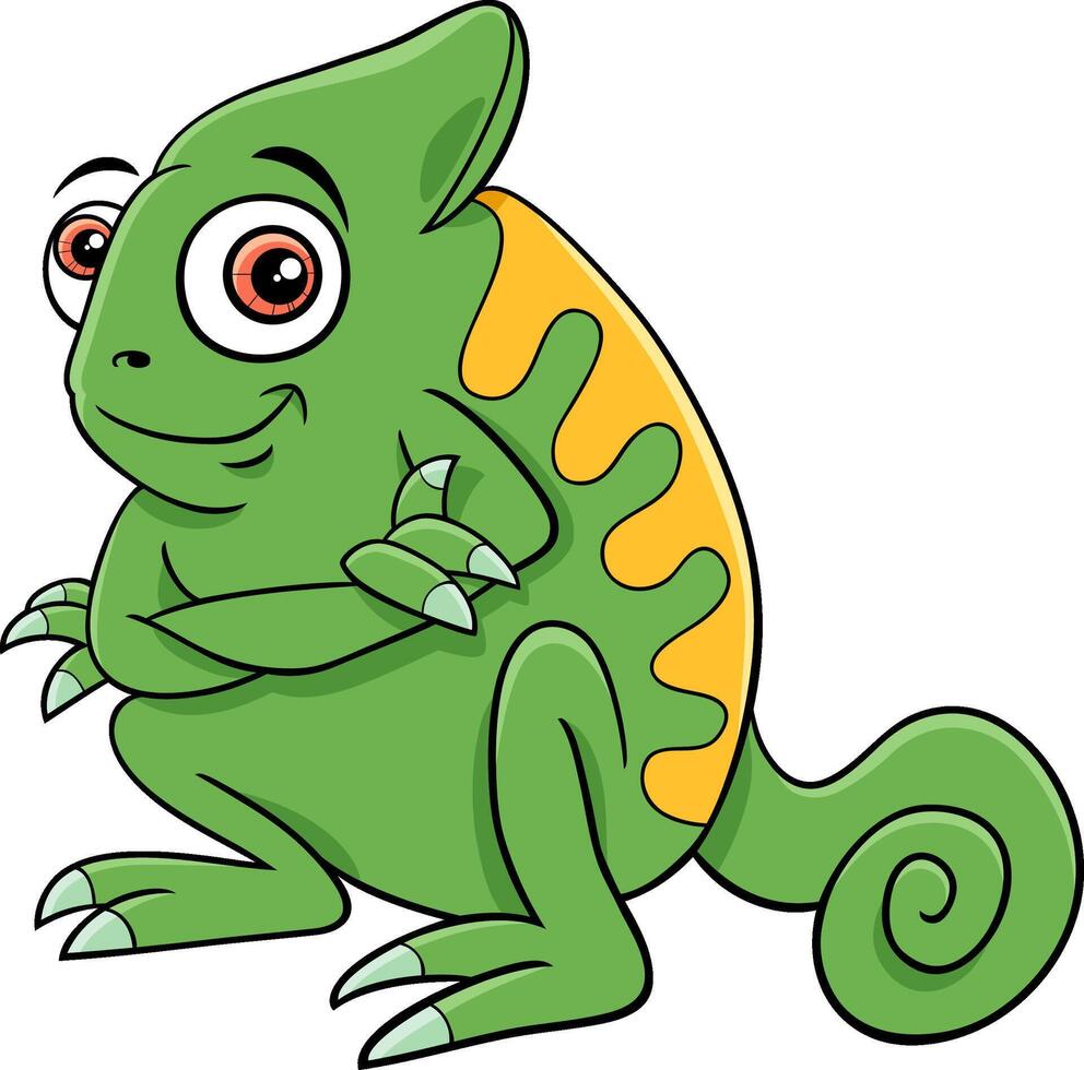 cute cartoon chameleon reptile wild animal character vector