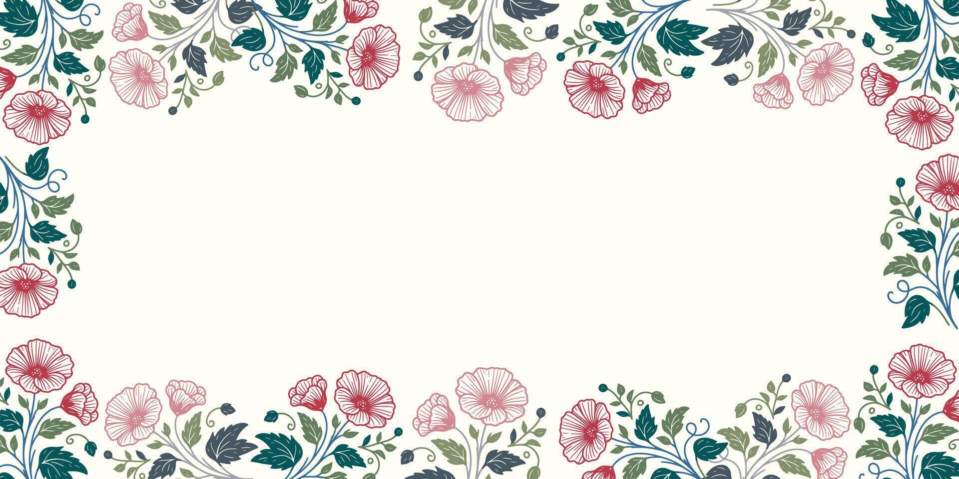 Floral border illustration with vibrant flowers vector