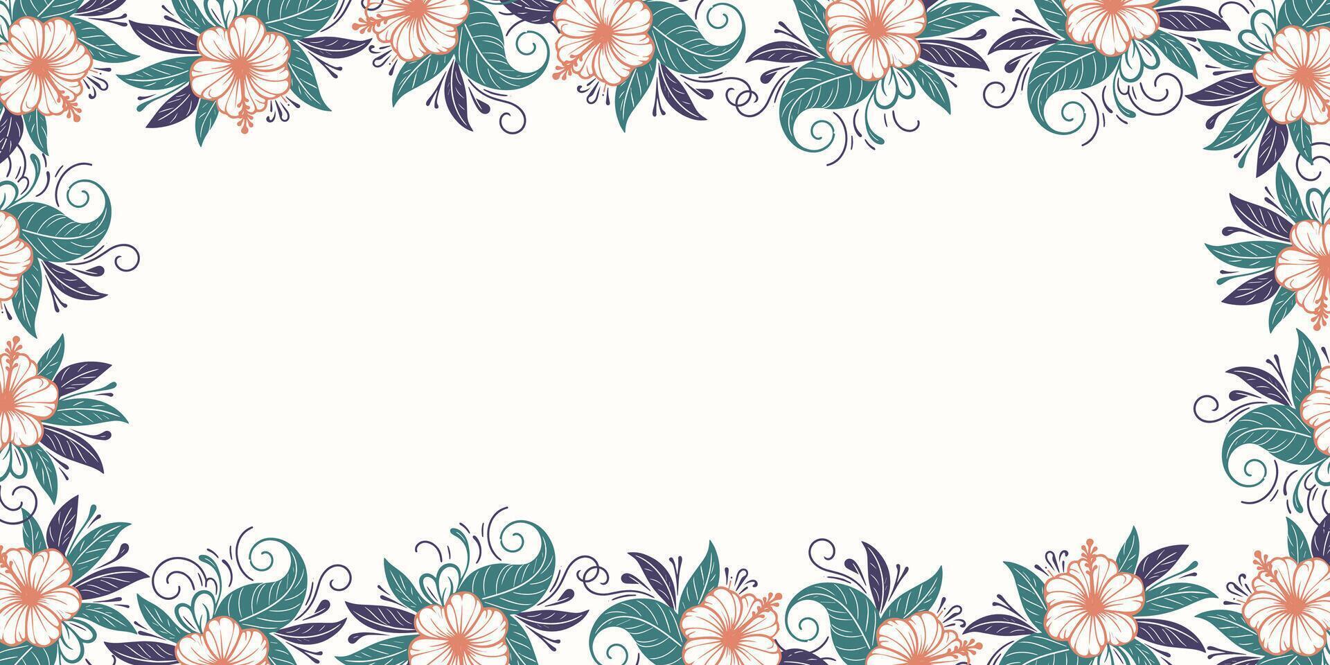 Floral border design with leaves and flowers vector