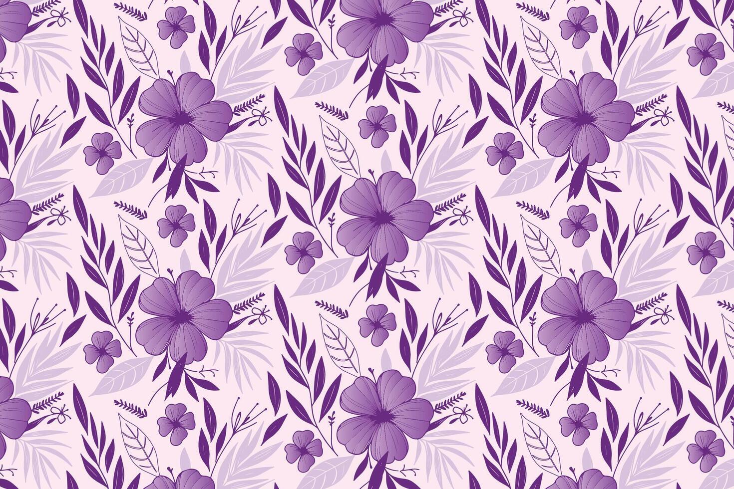 Purple floral pattern with leaves vector