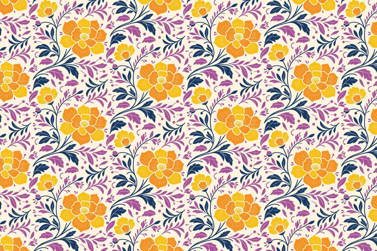 Colorful floral textile design vector
