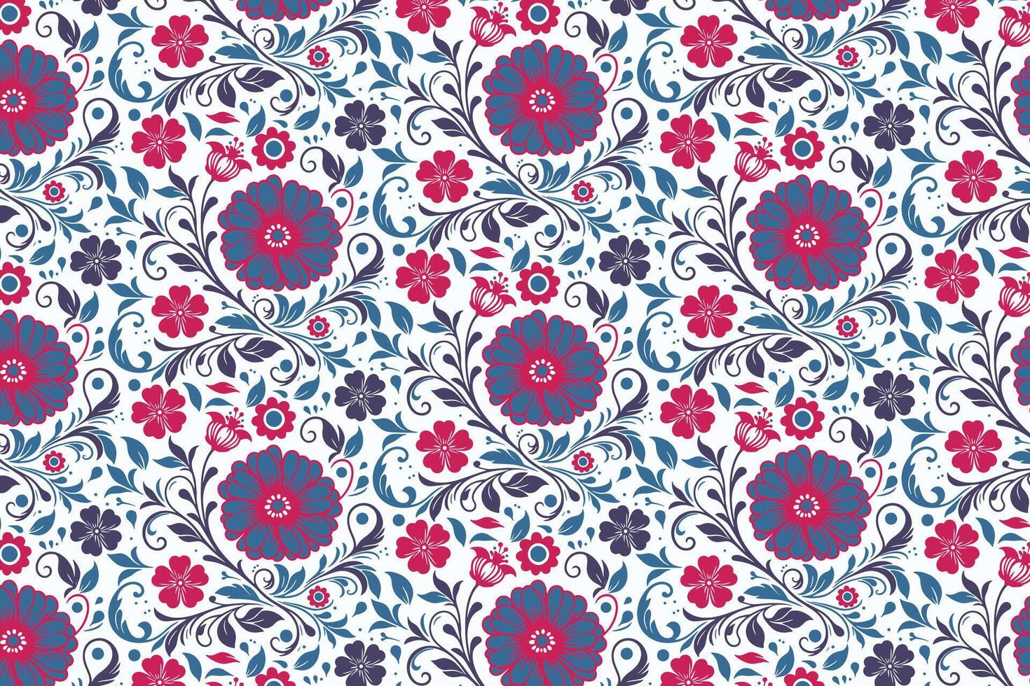 minimal floral design with one line doodle flowers and trendy abstract leaves in repeat for textile and wallpaper use vector