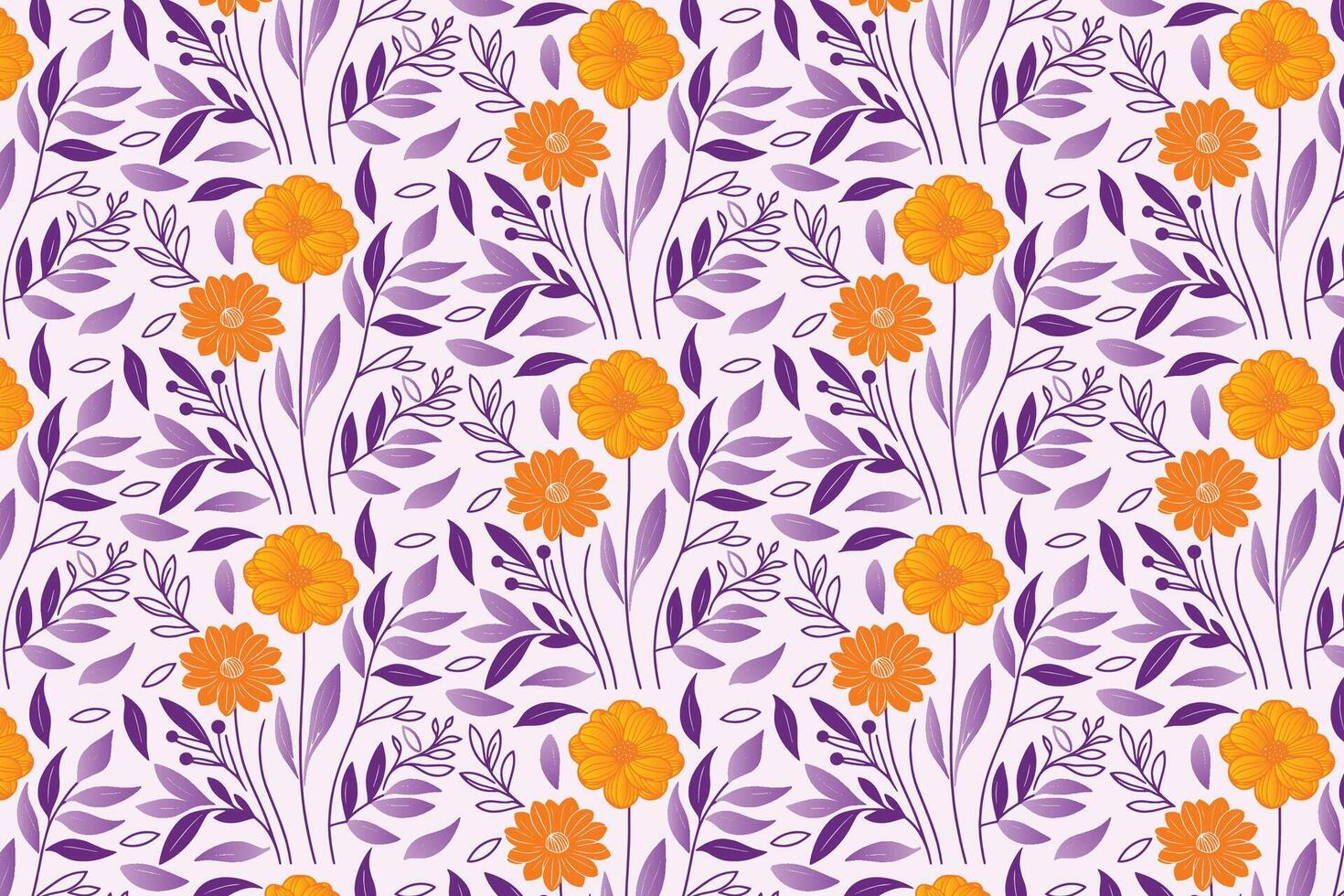 continuous line floral pattern with soft sketchy outlines and abstract elements great for table top fabric and modern wallpaper vector