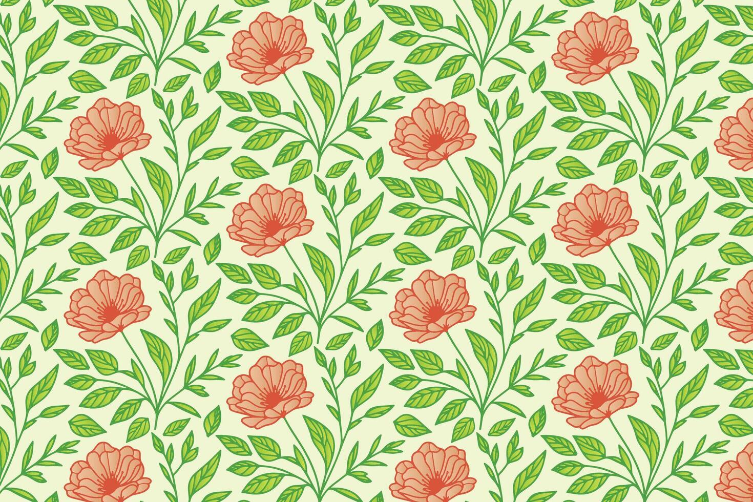 botanical flower design filled with elegant leaf forms and continuous petal curves ideal for fashion and gift wrapping vector