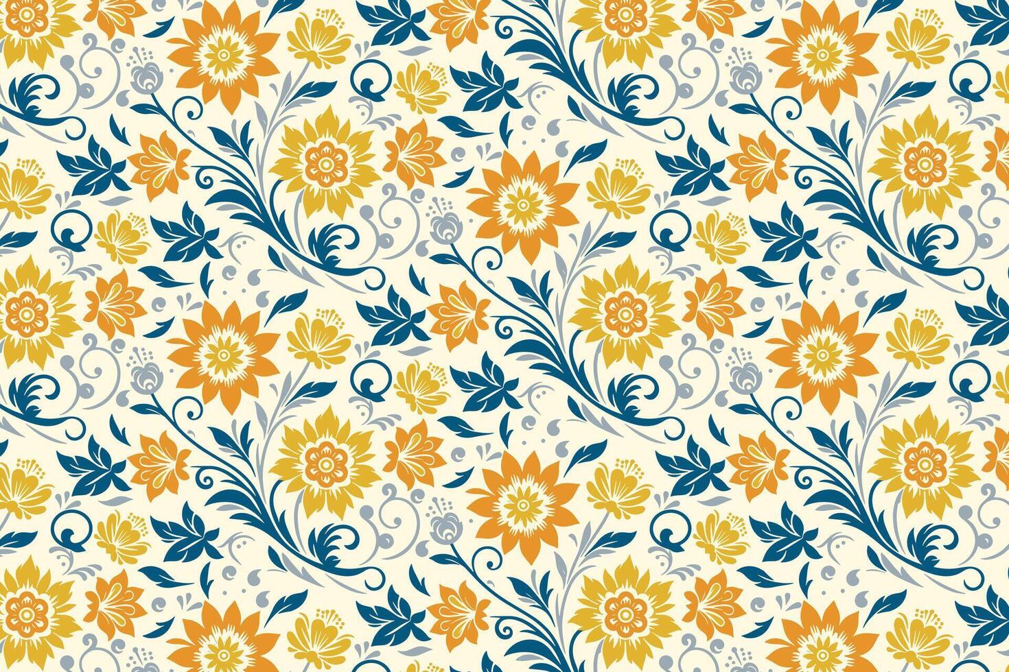modern flower pattern with hand drawn cotton florals and natural sketch lines perfect for wrapping and kitchen fabric vector