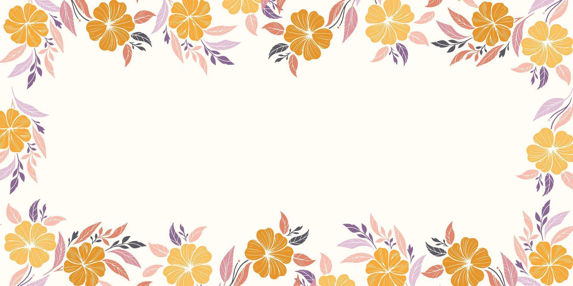 Floral border design with orange flowers vector