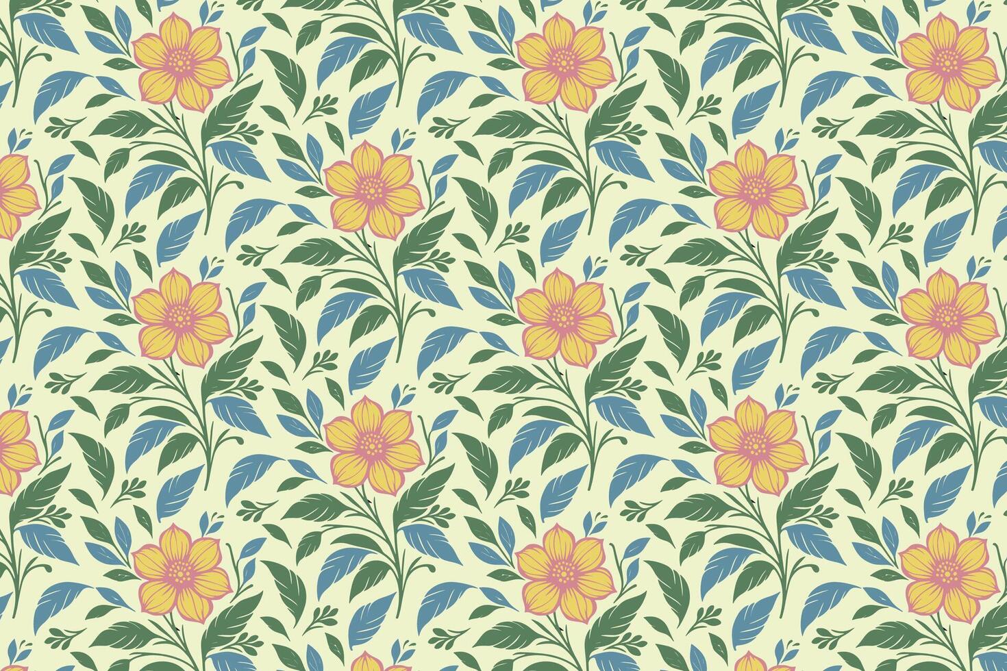 nature themed flower pattern featuring fluid botanical shapes and flowing outlines for wrapping paper and fabric vector