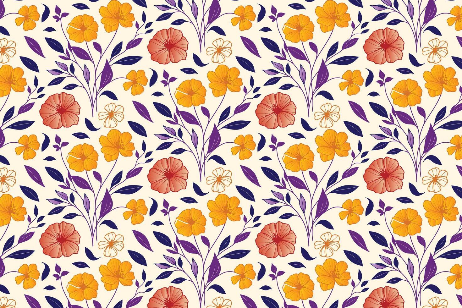 abstract floral artwork showcasing one line roses and soft organic leaves in a modern repeat layout for fabric and packaging vector