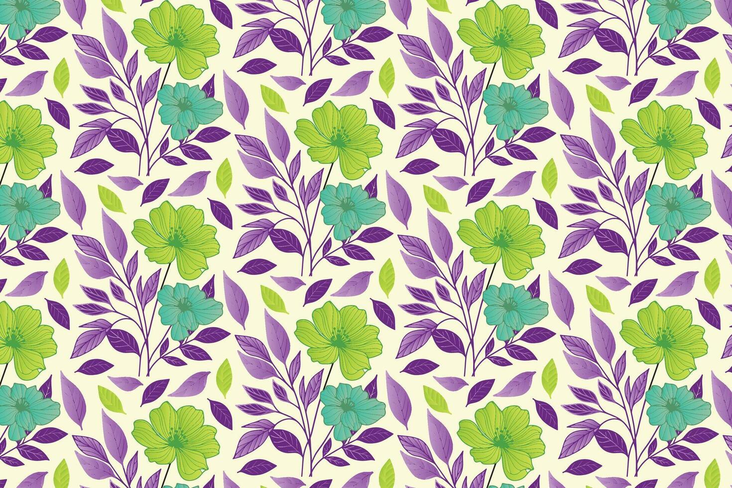 floral pattern with continuous hand drawn botanical elements and delicate cotton flower sketches for textile and wallpaper design vector