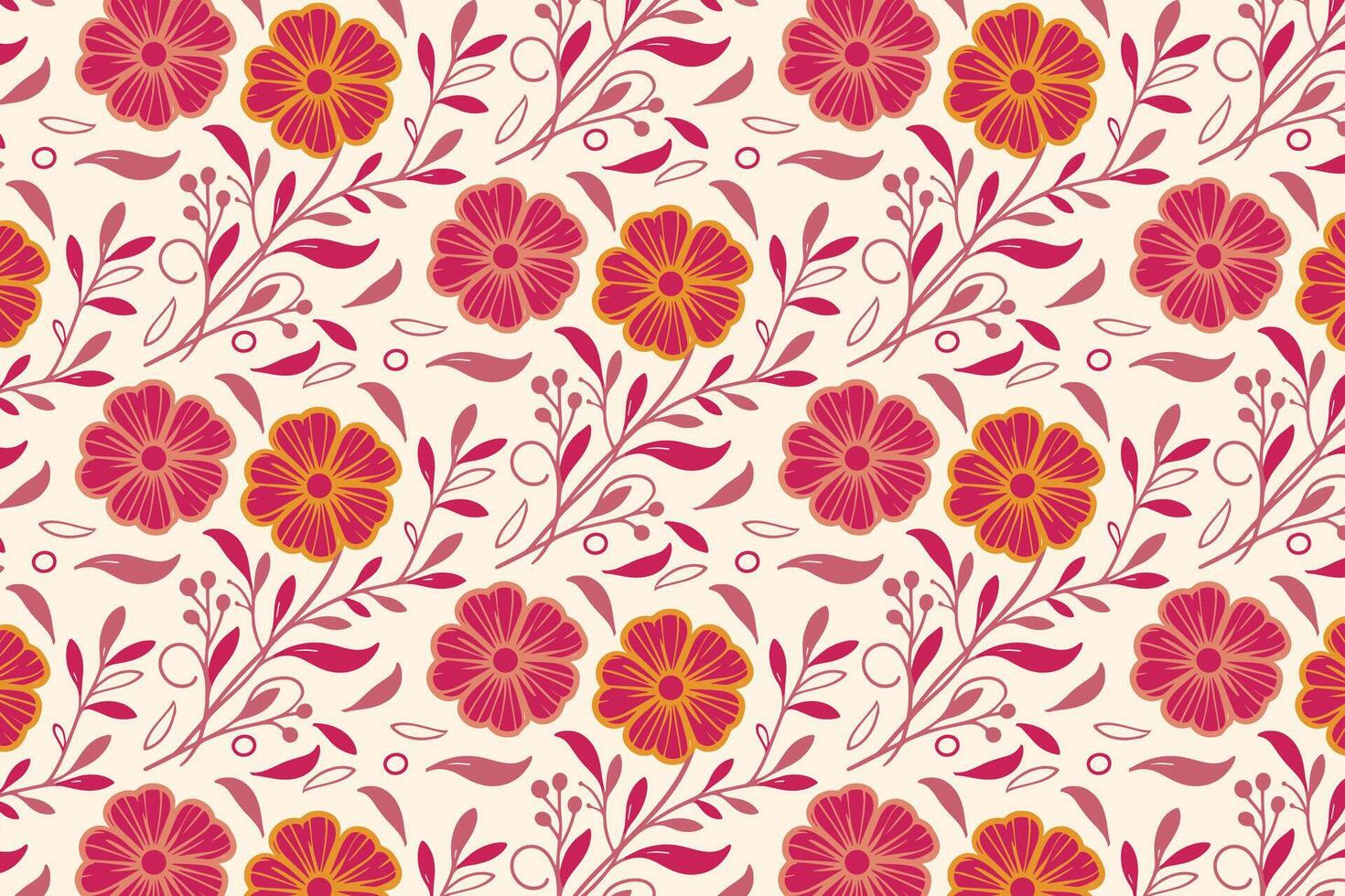 artistic cotton flower print with graceful botanical curves and clean line accents for stylish women wear and packaging vector