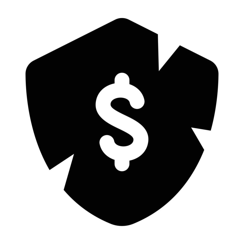 Simple Broken Shield glyph icon. The icon can be used for websites, print templates, presentation templates, illustrations, etc vector