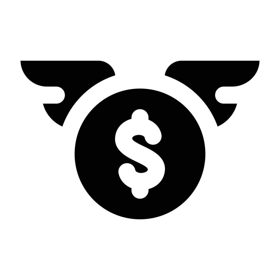 Simple Flying Money glyph icon. The icon can be used for websites, print templates, presentation templates, illustrations, etc vector