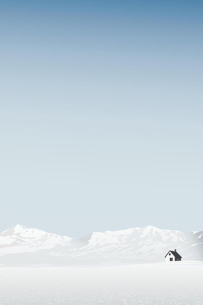 Isolated cabin in snowy landscape vector
